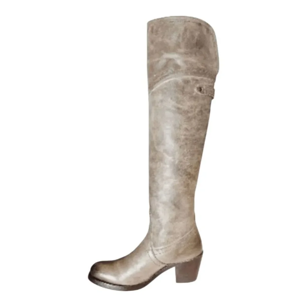 FRYE Jane Distressed Leather Over The Knee Boot Size 5.5B